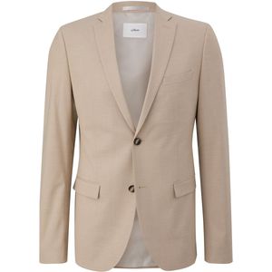s.Oliver - Colbert - Blazer - Beige - Slim Fit, Knoopsluiting, Gedeeltelijk Gevoerd