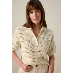 Sissy-Boy - Witte open gebreide polo