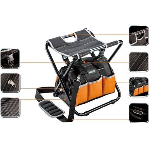 NEO TOOLS - Vouwkruk - Klapstoel - 6 Buitenvakken - 33,8 x 33,5 x 30 cm