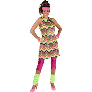 Magic By Freddy's - Jaren 80 & 90 Kostuum - 80s Flashing Colour Femke - Vrouw - Multicolor - Large - Carnavalskleding - Verkleedkleding