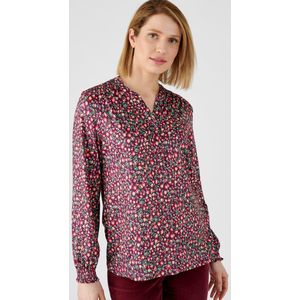 Damart - Gesmokte blouse in warm, gebloemd stretchtricot - Dames - Violet - XL