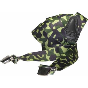 Pierre Mouton Camouflage Bretel - Bretels - Volwassenen - Heren - Groen - 140cm - 3 brede clips - XL - XXL