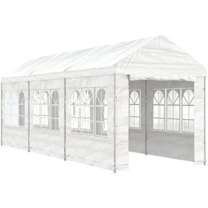vidaXL Prieel met dak 6,69x2,28x2,69 m polyetheen wit - Prieel - Priëlen - Pergola - Paviljoen
