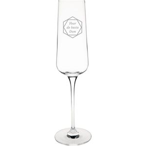 Gegraveerde Champagneglas 27cl voor de beste Oom in hexagon