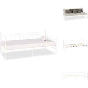 vidaXL Metalen Slaapbank - Wit - 208 x 95 x 83 cm - Logeerbed en Bank - Geschikte Matras 90 x 200 cm - Montage vereist - vidaXL - Bed