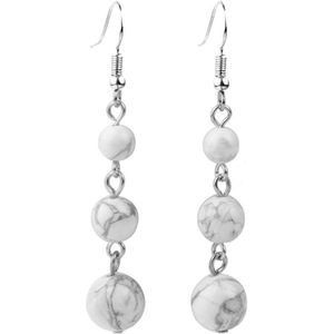 Fako Bijoux® - Oorbellen - Natuursteen - 6-8-10mm - Wit