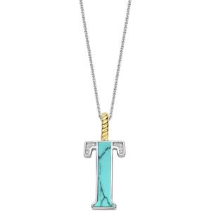 TI SENTO Dames Hanger - 925 zilver - Letter T - Turquoise - 6840TQ_T