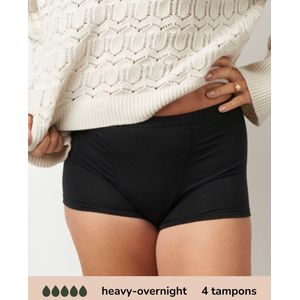 Moodies menstruatie & incontinentie ondergoed - Bamboe Boyshort - heavy/overnight kruisje - zwart - maat L - period underwear