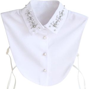 Chiffon Sweater - Vrouwelijke False Collar - Afneembare Lapel - Necktie met Diamantdecoratie - Halve Shirtkraag voor Meisjes - Blouse - Sweater - Kraagloze Jurk