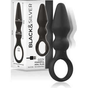 BLACK & SILVER | Black and silver - Ozzy Powerful Anal Plug Silicone | Anal Vibrator | Sex Toy for Couples | Vibrator | Sex Toy for Man | Vibrating Buttplug | Sex Toy for Woman | Buttplug