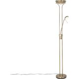 QAZQA diva - Klassieke Dimbare LED Vloerlamp | Staande Lamp met Dimmer met leeslamp - 1 lichts - H 1800 mm - Brons - Woonkamer | Slaapkamer | Keuken