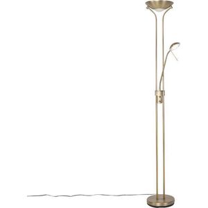 QAZQA diva - Klassieke Dimbare LED Vloerlamp | Staande Lamp met Dimmer met leeslamp - 1 lichts - H 1800 mm - Brons - Woonkamer | Slaapkamer | Keuken