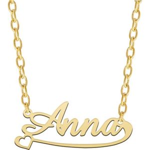 Gouden naamketting met hartje