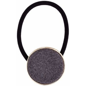 Haarsoires Haarelastiek – Cirkel 3cm - Metaal & Vilt - Grijs Goud