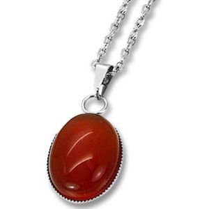 Amanto Ketting Dilin Red - 316L Staal PVD - Natuursteen - 19x14mm - 50cm