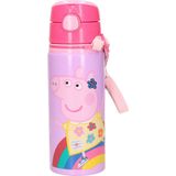 Peppa Pig Drinkfles/Drinkbeker/Bidon met Drinktuitje - Roze - Aluminium - 600 ml