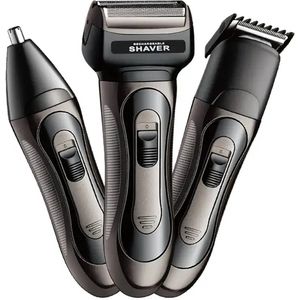 Krachtige 3in1 Scheerapparaat Set - Oplaadbare Trimmer met Body Shaver, Baard/Precisietrimmer en Oor/Neustrimmer- Voor de perfecte Lichaamshaar verzorging voor Dames en Heren - Kleur: Zwart