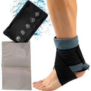 Warm-Koud Kompres bij Spierpijn in Knieën, Rug, Enkels (28x17 cm) - Hot & Cold Gel Pack Herbruikbaar - Koelkompres met Fixatieverband voor Koude en Warmte Therapieën