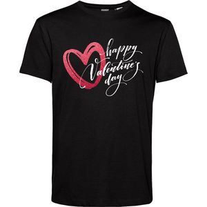 T-shirt Hartje Happy Valentines Day | Valentijn cadeautje voor hem | Valentijn | Valentijnsdag voor mannen | Zwart | maat S