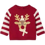 Kersttrui - Rood - Babyjongens - Rendiermotief - Lange Mouwen