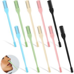 12 stuks 2-in-1 neushaartrimmer, dubbelzijdige neushaartrimmer, draagbare 360° roterende handmatige neushaartrimmer voor mannen en vrouwen, kleurrijk