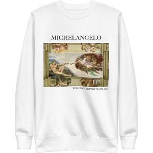 Michelangelo 'De Schepping van Adam' (""The Creation of Adam"") Beroemd Schilderij Sweatshirt | Unisex Premium Sweatshirt | Wit | S