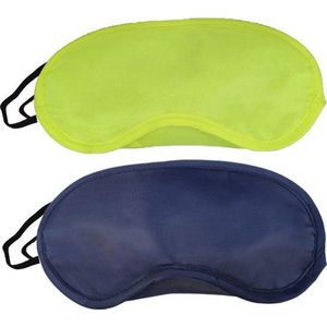 Slaapmaskers Blauw & Neon Geel - 2 Stuks - Thuis - Onderweg - Vliegtuig - Festival - Slaapcomfort - oDaani