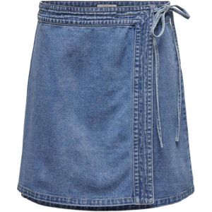 Only Rok Onlvilla Wrap Tie Skirt Dnm Gua 15325949 Light Blue Denim Dames Maat - S