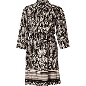 YESTA Bia Jurk - Soft Sand/Black - maat 2(50)