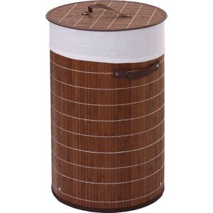 Wasmand 50 Liter bamboe bruin rond