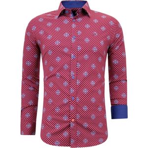 Overhemd met Print Heren - Slim Fit - 3087 - Rood