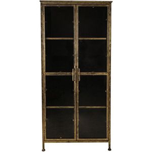 Vitrinekast Fletcher - 80x40x180 - Antique Gold - Metaal/glas