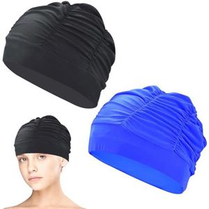 Badmuts, zachte badmuts, badmuts, badmuts dames, badmuts heren, badmuts, zwemmuts, zwart + blauw