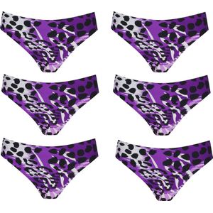 6-pack J&C Naadloze dames string 1707 geprint paars - maat XS