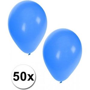 Bellatio Decorations ballonnen - 50 stuks - blauw - 27 cm - helium of lucht - verjaardag / versiering