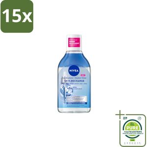 15 x NIVEA - Micellair Water - Serum Verrijkt Opladend - Verwijdert Waterbestendige Make-up - 400 ml - Grootverpakking - Micellair Water - Reinigingswater - Gevoelige Huid - NIVEA - Hydraterend