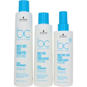 Schwarzkopf Bonacure Moisture Kick Glycerol Shampoo+Conditioner+Spray Conditioner - 250-200-200 ml