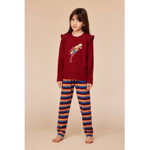 Woody pyjama meisjes/dames - donkerrood - pony - 252-10-PLG-S/495 - maat 116