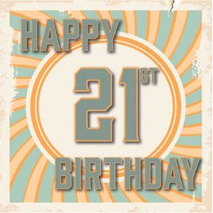 Retro Wenskaart Happy 21st Birthday