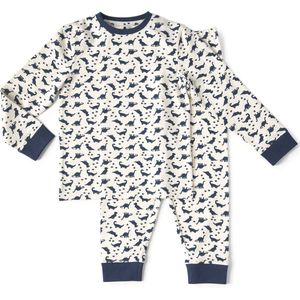 Little Label Pyjama met All Over Print Wit/Donkerblauw