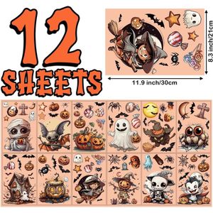 12 vellen grote Halloween raamstickers Halloween vleermuis spin vampier heks decoraties Halloween raamsticker raamstickers raamstickers raamstickers thuis school kantoor feestbenodigdheden