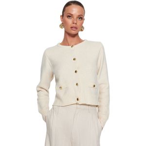 Trendyol Grijs Crop Premium Garen/Speciale Garen Zak Gedetailleerd Breiwerk Vest Twoaw24Hi00051