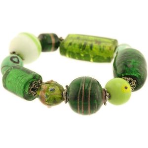 Behave Dames kralen armband groen 22cm