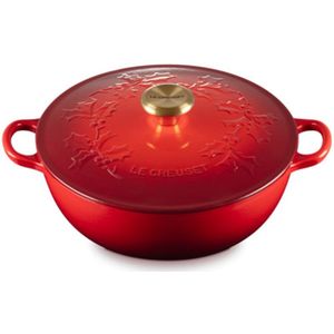 Le Creuset Marmite Holly met Goudkleurig Knop 26cm 4,1l Kersenrood Gietijzer