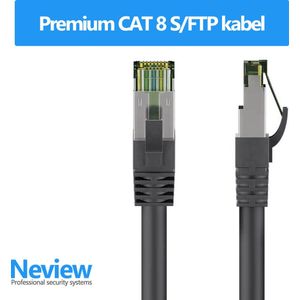 Neview - 25 meter premium S/FTP kabel - CAT 8 - 100% koper - Zwart - (netwerkkabel/internetkabel)