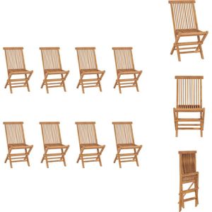 vidaXL Tuinstoelenset - Teakhout - 8x stoel - 46x62x90 cm (BxDxH) - Inklapbaar - Tuinstoel
