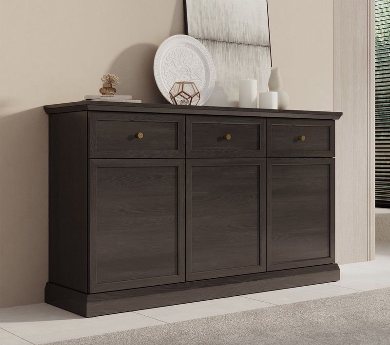 Meubella - Dressoir Leroy - Zwart eiken - 146 cm