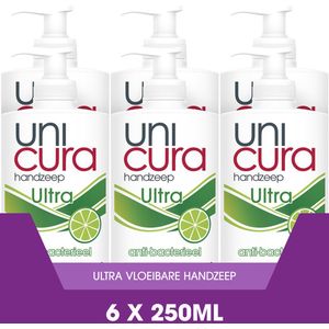 Unicura Ultra Antibacteriële Vloeibare Handzeep - 6 x 250 ml - Voordeelverpakking