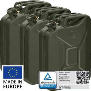BW - Brandstof Jerrycan - Bronsgroen - 3x 20 Liter - TÜV-getest en UN-goedgekeurd