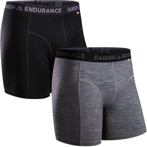 DANISH ENDURANCE - Merinowol Boxers - Meerkleurig - 2 Pack - Zwart en Grijs Gemêleerd